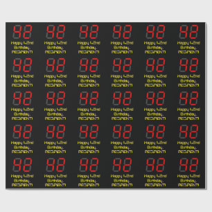 42nd Birthday: Red Digital Clock Style "42" + Name Wrapping Paper