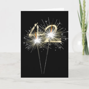 42nd Birthday Sparklers on Black Card