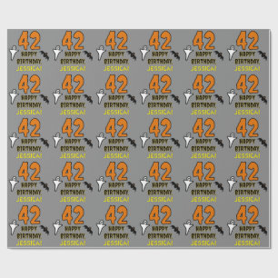 42nd Birthday: Spooky Halloween Theme, Custom Name Wrapping Paper