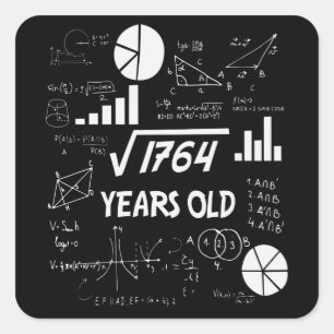 42nd Birthday Square Root Math 42 Years Old Bday Square Sticker