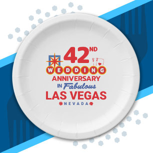 42nd Wedding Anniversary Couples Las Vegas Trip Paper Plate