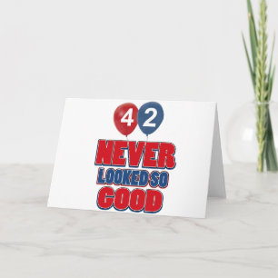 42nd year old birthday designs card