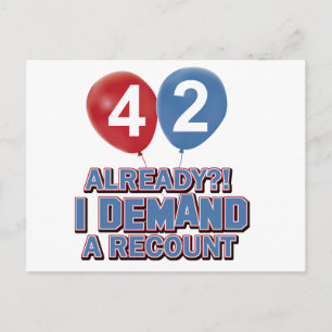 42nd year old birthday designs postcard