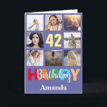 42th Happy Birthday Photo Collage Modern Very Peri Card<br><div class="desc">42th Happy Birthday Photo Collage Modern Very Peri Card with personalised name. For further customisation,  please click the "Customise it" button and use our design tool to modify this template.</div>