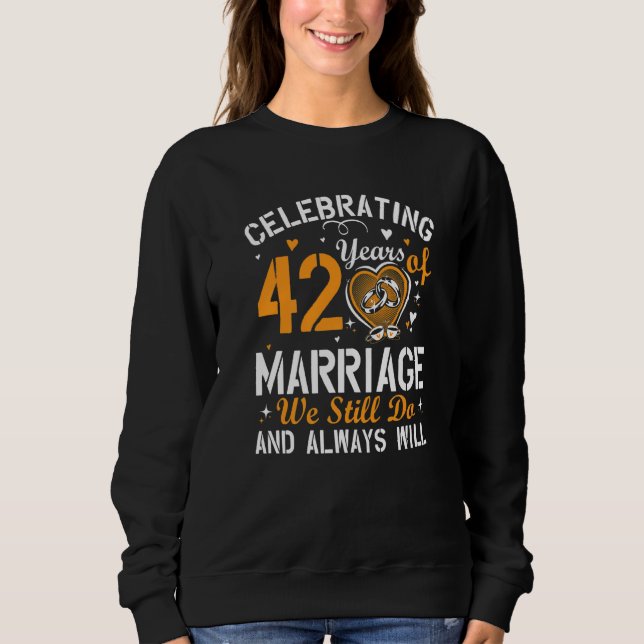 42th Wedding Anniversary Matching Couple Men Women Sweatshirt (Front)