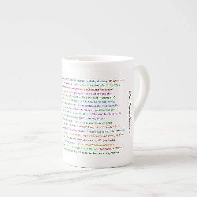 43 Funny Romanian Expressions Conversation Piece  Bone China Mug (Front Right)