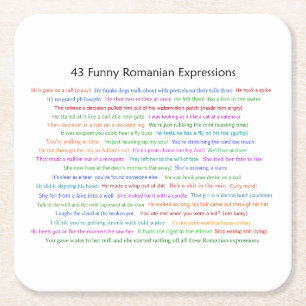 43 Funny Romanian Expressions Conversation Piece Square Paper Coaster
