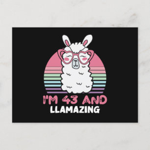 43 Year Old Bday Llamazing 43rd Birthday Llama Postcard