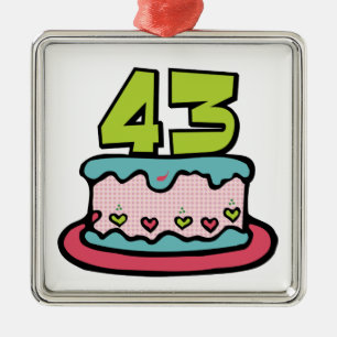 43 Year Old Birthday Cake Metal Tree Decoration