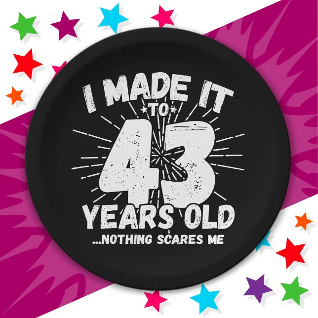 43 Year Old Sarcastic Meme Funny 43rd Birthday Paper Plate (Creator Uploaded)