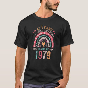 43 Years Old Gifts 43Rd Birthday Rainbow Made In 1 T-Shirt