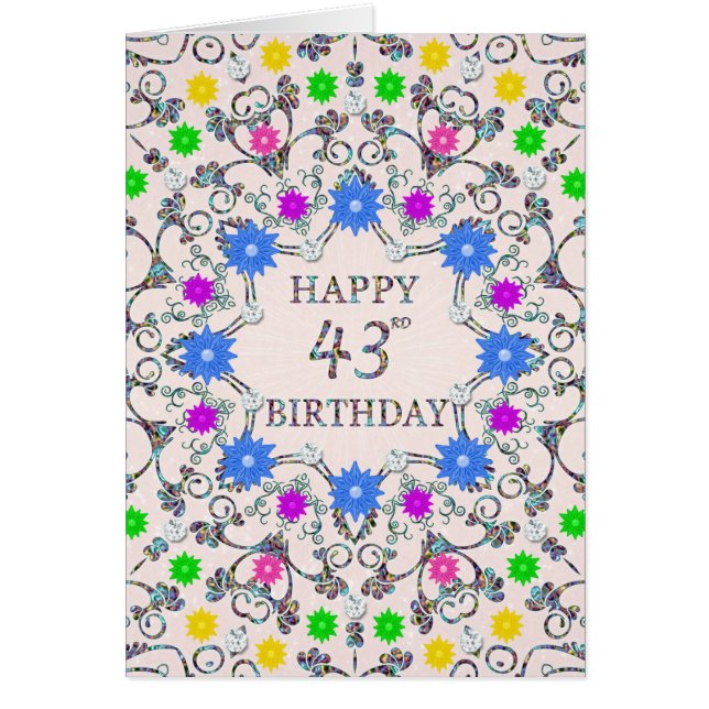43rd Birthday Abstract Flowers  (Front)