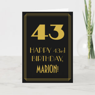 43rd Birthday – Art Deco Inspired Look "43" & Name Card