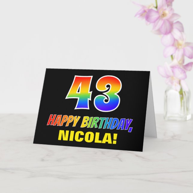 43rd Birthday: Bold, Fun, Simple, Rainbow 43 Card (Orchid)