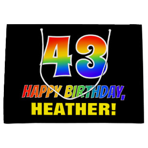 43rd Birthday: Bold, Fun, Simple, Rainbow 43 Large Gift Bag
