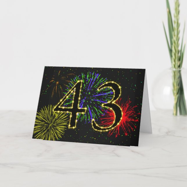 43rd Birthday card with fireworks (Front)