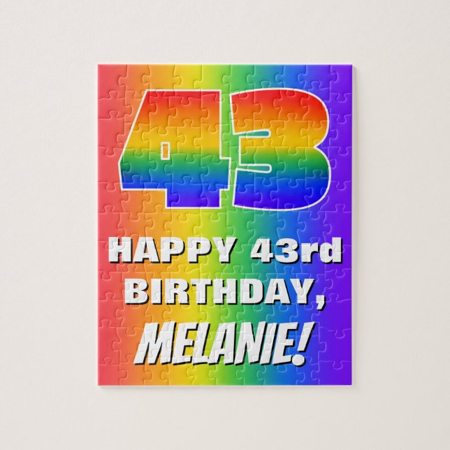 43rd Birthday: Colourful, Fun Rainbow Pattern # 43 Jigsaw Puzzle (Vertical)