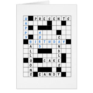 43rd Birthday, Crossword Puzzle Birthday Card