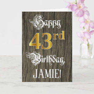 43rd Birthday: Faux Gold Look + Faux Wood Pattern Card