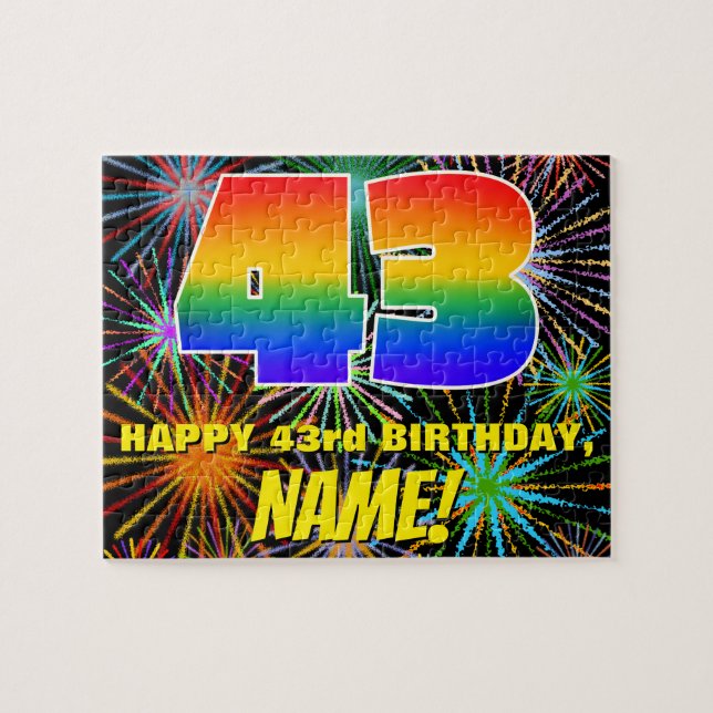 43rd Birthday: Fun, Colourful Celebratory Firework Jigsaw Puzzle (Horizontal)