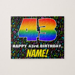 43rd Birthday — Fun, Colourful Music Symbols & “43 Jigsaw Puzzle
