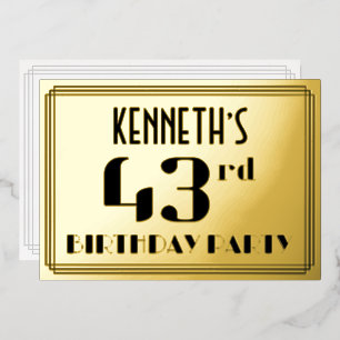 43rd Birthday Party: Art Deco Look “43” and Name