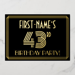 43rd Birthday Party — Art Deco Style “43” + Name