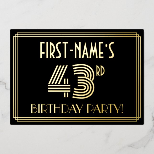 43rd Birthday Party — Art Deco Style “43” + Name (Front)