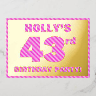 43rd Birthday Party — Bold, Fun, Pink Stripes # 43