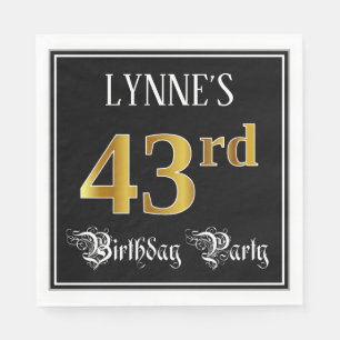 43rd Birthday Party — Fancy Script, Faux Gold Lo Napkin