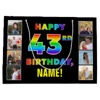 43rd Birthday: Rainbow Text, Custom Photos & Name