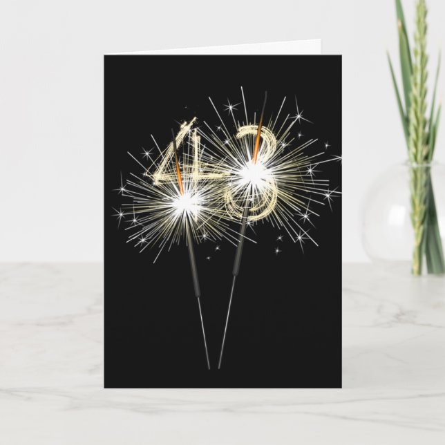43rd Birthday Sparklers on Black Card (Front)