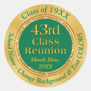43rd Class Reunion Party Stickers for Favors