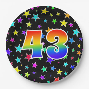 43rd Event: Bold, Fun, Colourful Rainbow 43 Paper Plate