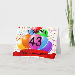 43rd Feliz Cumpleanos Spanish Birthday Card