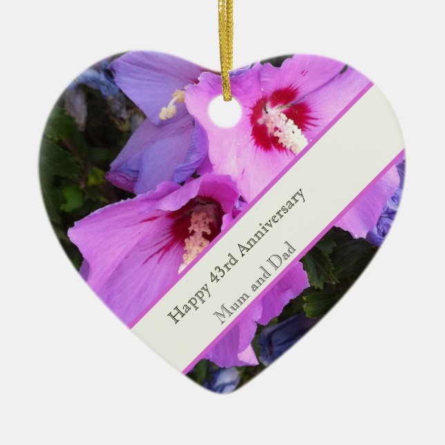 43rd Wedding Anniversary Ceramic Ornament (Front)