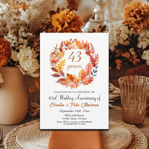 43rd Wedding Anniversary Fall Floral Garland Invitation