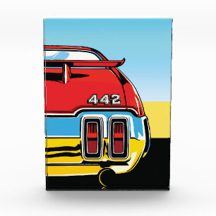 442 Muscle Car Rear Wing Pop Art Retro Print Photo Block