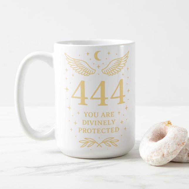 444 Angel Number Divinely Protected Unisex Coffee Mug (With Donut)