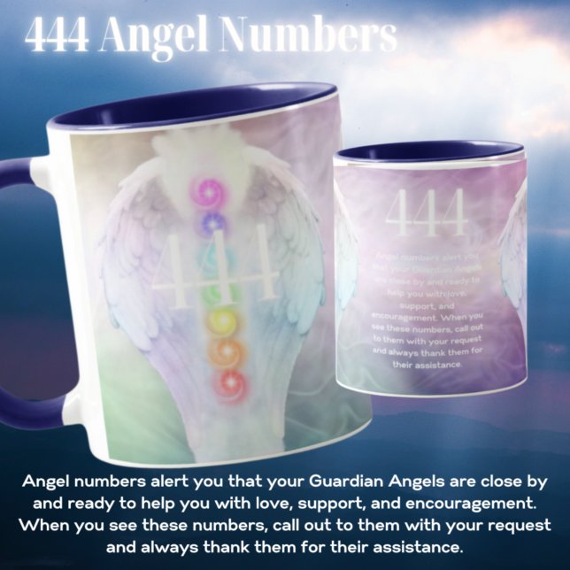 444 Angel Numbers Chakra Angels Wings  Coffee Mug (Creator Uploaded)