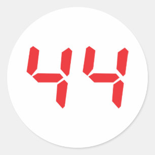 44 fourty-four red alarm clock digital number classic round sticker