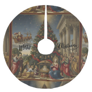 44" Nativity Santa Christmas Tree Skirt