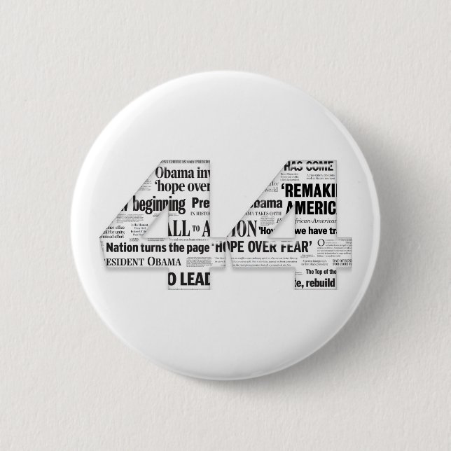44: Obama Inauguration Headline Collage Button (Front)