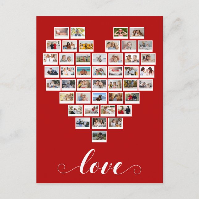 44 Photo Collage Love Instant Camera Film Heart Postcard (Front)