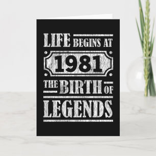 44 Year Old 1981 Birth Of Legend 44th Birthday Card