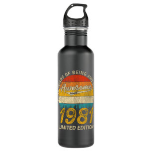 44 Year Old 1981 Retro Awesome 44th Birthday Gift 710 Ml Water Bottle
