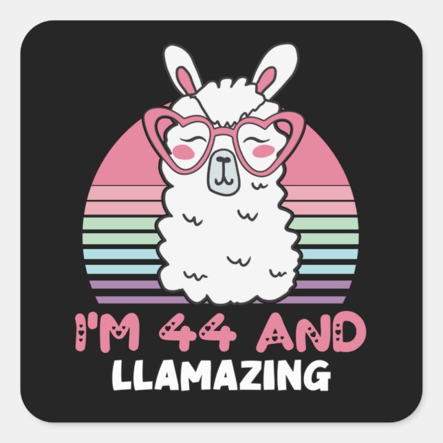 44 Year Old Bday Llamazing 44th Birthday Llama Square Sticker (Front)