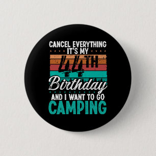 44 Year Old Camper Birthday For Men Mountains Camp 6 Cm Round Badge