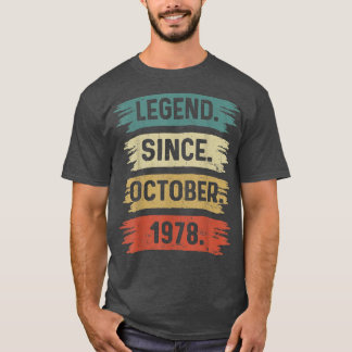 44 Years Old Gifts Legend Since October 1978 44th  T-Shirt