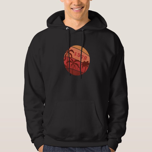 44th Anniversary Classic Retro Palm Sunset Birthda Hoodie (Front)